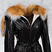 Женская кожаная куртка на овчине с воротом из меха лисы
